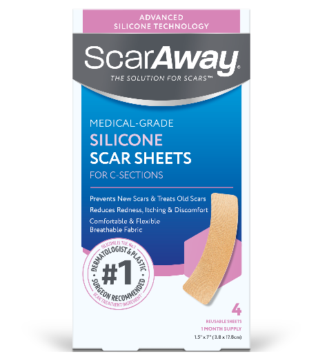 SCARAWAY PARCHE DE SILICONA PARA CICATRIZ DE CESAREA C/4 3.8cm x 17.8cm