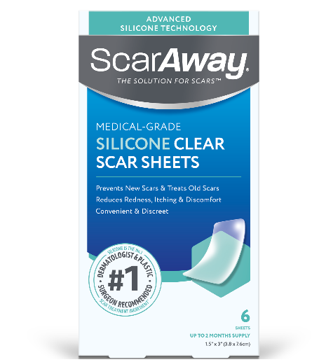SCARAWAY PARCHE DE SILICONA S/COLOR PARA CICATRICES C/10 3.8cm x 7.6cm